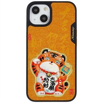 NIMMY Happy Lot Series for iPhone 13 6.1 inch Anti-scratch Embroidery Phone Cover PU Leather + PC + TPU Case