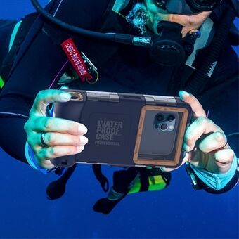 SHELLBOX 15M Underwater Full Body Phone Shell vanntett dykkerveske II med anti-tapt tau for iPhone 14-serien / 13-serien / 12-serien