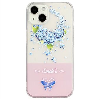 For iPhone 13 6,1 tommers Lakkert Butterfly TPU-bakdeksel Anti-dråpe beskyttelsesdeksel for mobiltelefon