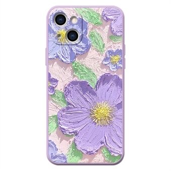 For iPhone 13 6,1 tommers levende oljemaling Blomstermønster telefonveske Anti Scratch, mykt TPU bakdeksel