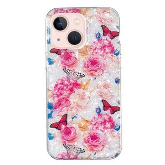 Anti-drop TPU telefondeksel for iPhone 13 6,1 tommer IMD Marble Flower Shell Pattern Phone Guard