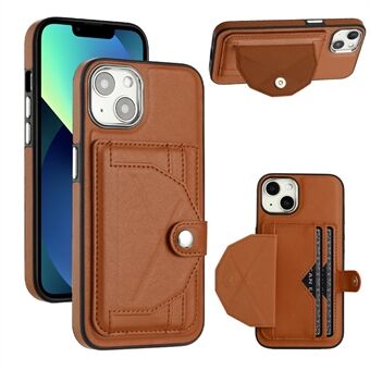 YB Leather Coating Series-4 Phone Kickstand-deksel for iPhone 13, PU-lærbelagt TPU-deksel med kortspor