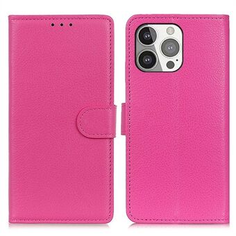 Allsidig beskyttelse Classic Litchi Texture Leather Wallet Design Stand for iPhone 13 Pro - Rose