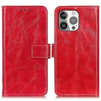 Crazy Horse Texture Vintage Style Lommebok PU-skinn Stand Standveske for iPhone 13 Pro - Red