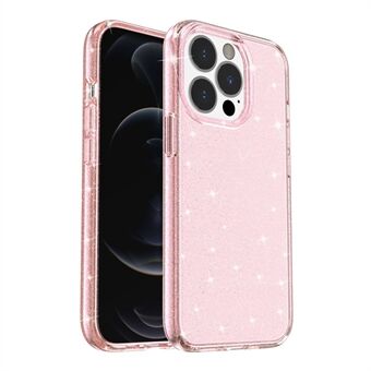 Krystallklar Bling Glitrende Glitter Shiny Myk TPU + Hard PC Slim Fit Bakdeksel for iPhone 13 Pro - Pink
