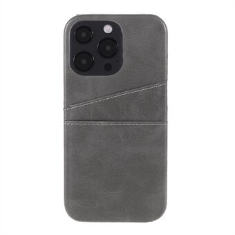 Fullt beskyttende doble kortspor PU-skinnbelagt PC-deksel for iPhone 13 Pro - Grey