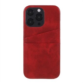 Fullt beskyttende doble kortspor PU-skinnbelagt PC-deksel for iPhone 13 Pro - Red