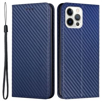 Carbon Fiber Texture PU-skinn beskyttende telefonveske med Stand og lommebok for iPhone 13 Pro 6,1 tommer