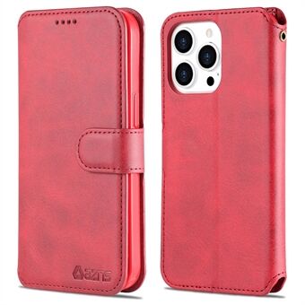 Stand lommebokdesign Magnetisk lukking Støtsikkert støtsikkert telefondeksel i skinn for iPhone 13 Pro - Red