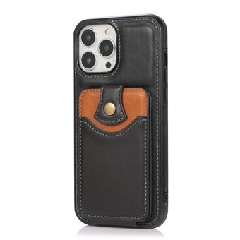 Classic delikat skinn vertikalt flip-kort lommedesign telefonveske med støtte for iPhone 13 Pro - svart