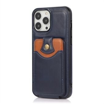 Classic delikat skinn vertikalt flip-kort lommedesign telefonveske med støtte for iPhone 13 Pro - Blue