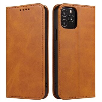 Business Style Leather Phone Cover Shell Phone Case for iPhone 13 Pro - Brown