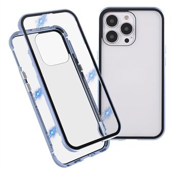 Drop-proof Double-sided Bright and Clear Tempered Glass + Magnetic Metal Frame Phone Case for iPhone 13 Pro 6.1 inch