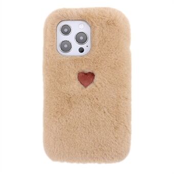 Love Heart Design Fluffy Plysj TPU-deksel Beskyttende telefondeksel for iPhone 13 Pro 6,1 tommer
