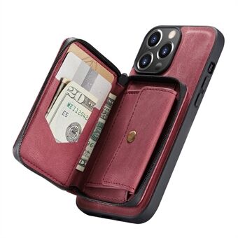 JEEHOOD Godt beskyttet anti-fall magnetisk avtagbart 2-i-1 hybriddeksel med lommebok med glidelås for iPhone 13 Pro 6,1 tommer