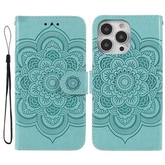 Imprinting Mandala Flower Protective Leather Phone Cover Case med Stand lommebok for iPhone 13 Pro 6,1 tommer