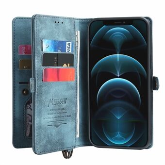MEGSHI 021-serien avtakbar 2-i-1 magnetisk lommebokdesign Multifunksjonelt godt beskyttet telefondeksel med Stand og stropp for iPhone 13 Pro 6,1 tommer