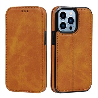 Jazz Series PU Leather + TPU magnetisk autoabsorbert Stand telefondekselveske med kortholder for iPhone 13 Pro - Khaki