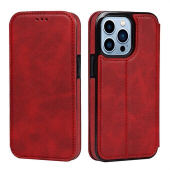 Jazz Series PU Leather + TPU magnetisk autoabsorbert Stand telefondekselveske med kortholder for iPhone 13 Pro - Red