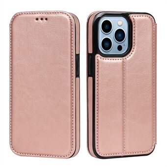 Jazz Series PU Leather + TPU magnetisk autoabsorbert Stand telefondekselveske med kortholder for iPhone 13 Pro - Rose Gold