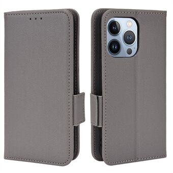 Litchi Texture Protective PU Lær lommebokveske Innvendig TPU Magnetisk lukking Flip Stand Telefondeksel for iPhone 13 Pro 6,1 tommer
