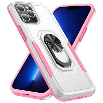 Defender Series Acrylic + TPU Cellphone Case for iPhone 13 Pro 6.1 inch, Anti-drop Mobile Phone Cover with Ring Kickstand