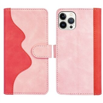 For iPhone 13 Pro 6.1 inch Color Splicing Shock Absorbing PU Leather + TPU Phone Case Protector with Stand Wallet