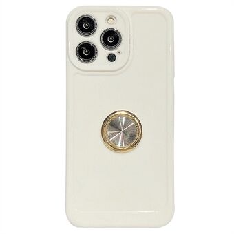 For iPhone 13 Pro 6,1-tommers ryggbeskytter telefondeksel med Ring stativ ensfarget TPU-deksel