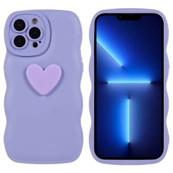 For iPhone 13 Pro 6,1 tommer Love Heart Shape Design Telefonveske Myk TPU Wavy Edge Støtsikkert luftputetrekk