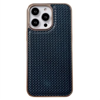 For iPhone 13 Pro 6,1 tommers fallsikkert teksturert ekte skinnbelagt TPU-telefondeksel Nano galvanisering av mobiltelefon bakdeksel