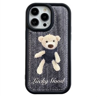 For iPhone 13 Pro 6,1 tommers anti-slipp telefon bakdeksel bomullspute bjørn TPU + klut beskyttende telefonveske