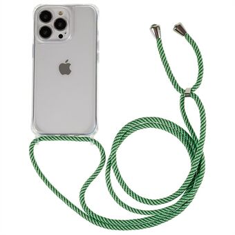 Klart bakdeksel for iPhone 13 Pro 6,1 tommer, TPU+Akryl Anti-fall telefondeksel med snor