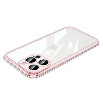 For iPhone 13 Pro 6,1 tommers galvaniseringsramme telefondeksel TPU+PC-telefondeksel med kamerabeskyttelse og rhinestone-dekor