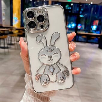 For iPhone 13 Pro 6,1 tommers Rabbit Design TPU-deksel Gjennomsiktig galvanisering telefondeksel med linsefilm