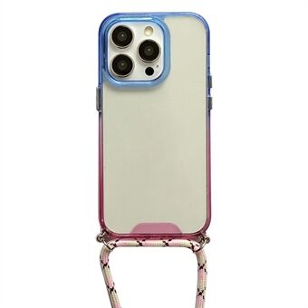 For iPhone 13 Pro 6,1 tommer Cute Gradient Slim Phone Deksel Myk TPU Anti- Scratch gjennomsiktig deksel med snor