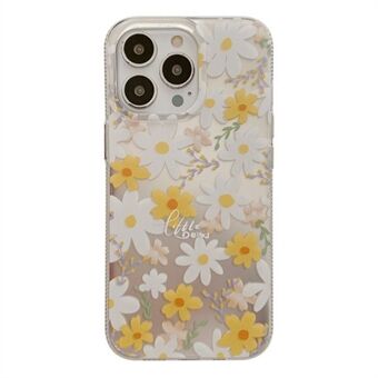 For iPhone 13 Pro 6,1 tommers IMD-blomstermønsterutskrift TPU-telefondeksel Hot Stamping Cover