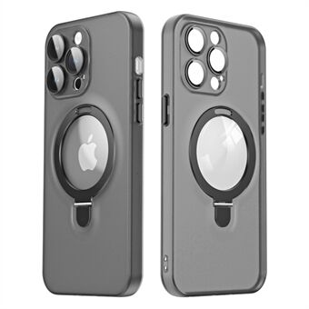 For iPhone 13 Pro Kickstand Magnetisk telefonveske Matt PC+TPU mobiltelefondeksel med glasslinsebeskytter