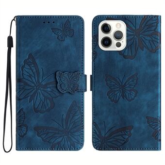 For iPhone 13 Pro 6,1-tommers PU-skinn Butterfly-påtrykt Stand lommebokveske Skin-touch telefondeksel
