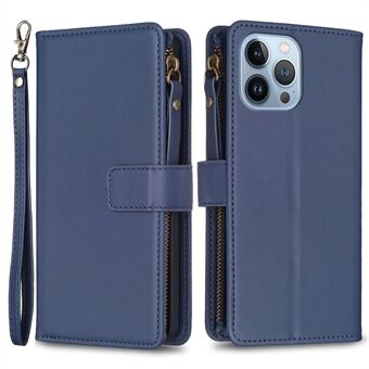BF Style-19 Zipper Pocket Stand Deksel for iPhone 13 Pro , lommebok PU-skinn Støtsikkert telefondeksel