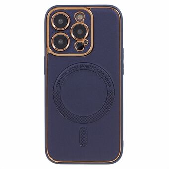 For iPhone 13 Pro PU-lærbelagt TPU + PC-galvaniseringsveske Støtsikkert magnetisk telefondeksel