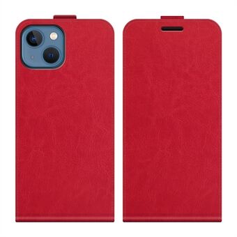 Crazy Horse Texture Vertical Flip PU-lærtelefonveske med kortspor for iPhone 13 mini - Red
