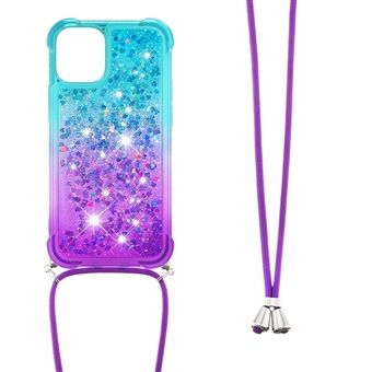 Gradient Quicksand Series Glitter Flowing TPU Liquid Flowing Case med stropp for iPhone 13 mini 5,4 tommer