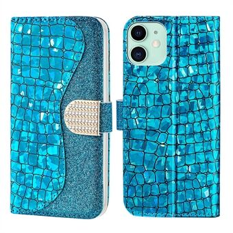 Godt beskyttet Crocodile Texture Glittery Powder Spleising Lær lommebokveske for iPhone 13 mini 5,4 tommer