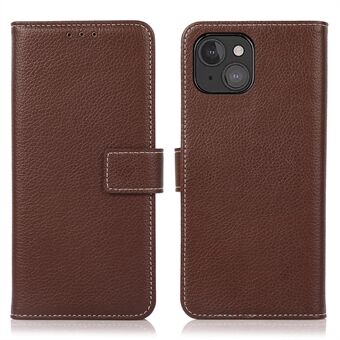 Anti-drop Litchi Texture Leather Wallet Protective Cover Deksel for iPhone 13 mini - Brown