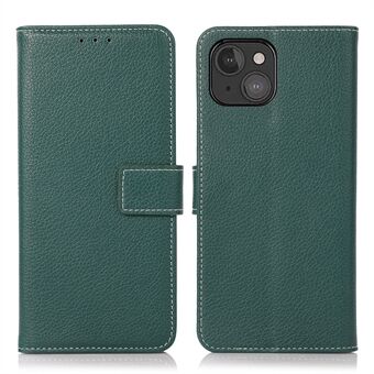Anti-drop Litchi Texture Leather Wallet Protective Cover Deksel for iPhone 13 mini - Green