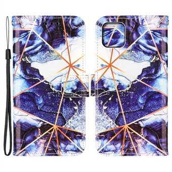 Creative Splicing Marmor Pattern Flip Stand Lommebok Lærveske Deksel med stropp for iPhone 13 mini 5,4 tommer