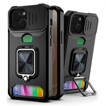 Linsedekseldesign Hybrid telefonveske Kamera skyvedeksel med kortholder for iPhone 13 mini 5,4 tommer