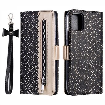 Fullt beskyttende anti-fall lommebok med glidelås blonde lærveske for iPhone 13 mini - Black