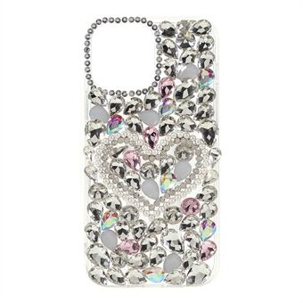Anti Scratch Love Heart Sticking Diamond Pearls Decor Light TPU telefonveske for iPhone 13 mini 5,4 tommer