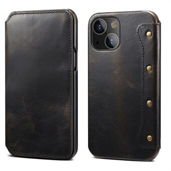 Telefonveske i ekte skinn Beskyttende deksel med lommebok for iPhone 13 mini 5,4 tommer